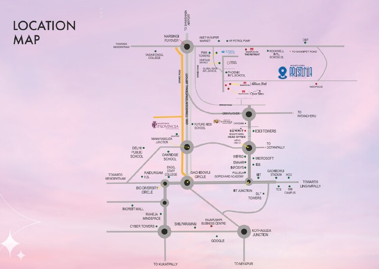 Map Location, rajapushpa-pristinia 3 Bedroom 3000 Sq.Ft. Apartment In Kokapet Hyderabad 7771917