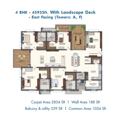 Floor Plan in 4 BHK Apartment at Rajapushpa Pristinia, Kokapet – for Sale