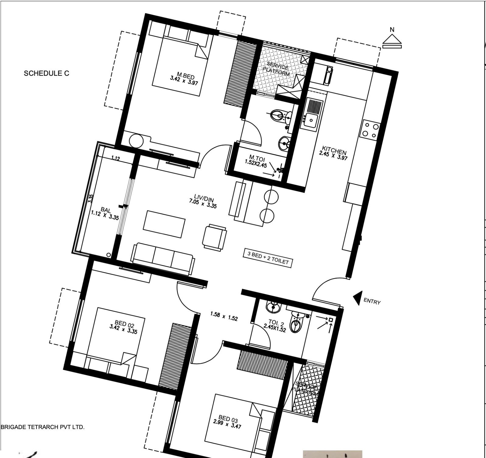 3 BHK Apartment For Resale in Brigade El Dorado Krypton  Bagaluru  Bangalore  7772849