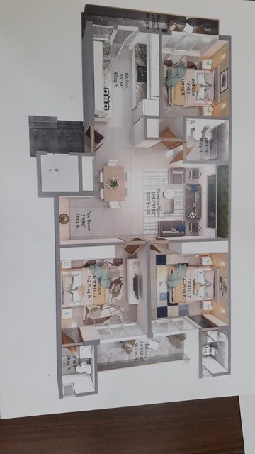 Floor Plan in 3 BHK Apartment at Ambala Highway – for Sale