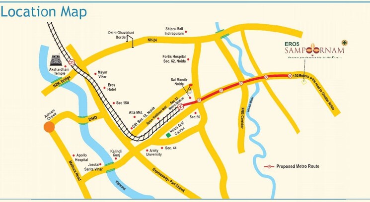 Map Location, eros-sampoornam-iii 3 Bedroom 1800 Sq.Ft. Apartment In Sector 2 Greater Noida Greater Noida 7776299