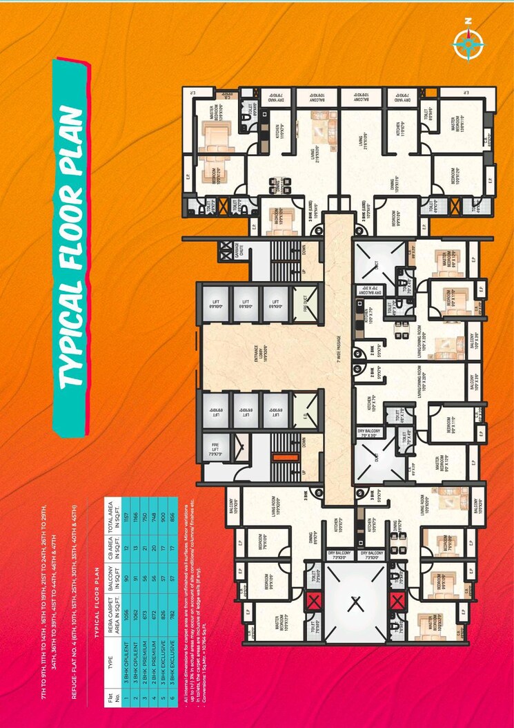 Floor Plan, trimity-stellar 3 Bedroom 900 Sq.Ft. Apartment In Panch Pakhadi Thane 7781138