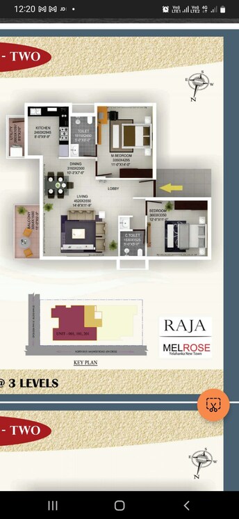 2 BHK Apartment For Resale in Raja Melrose Yelahanka New Town Bangalore  7782766