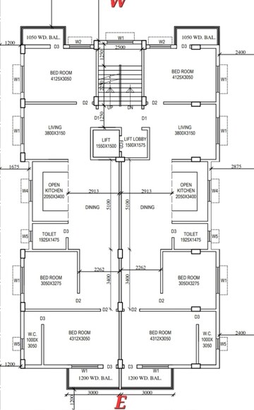 Floor Plan in 3 BHK Apartment at New Town Action Area 1 – for Sale