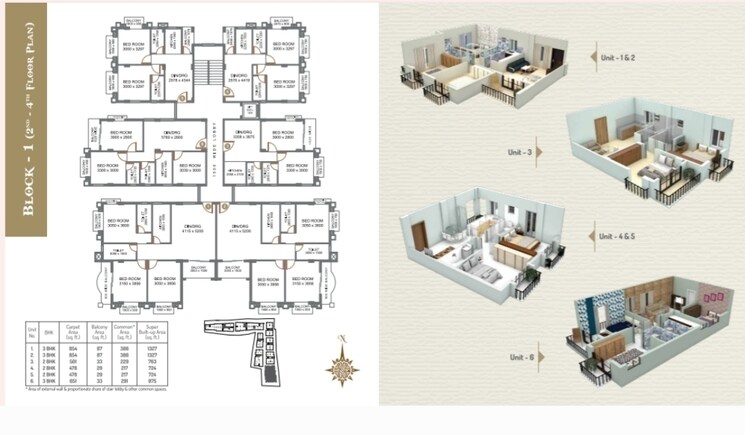 Floor Plan, new town 3 Bedroom 1092 Sq.Ft. Apartment In New Town Kolkata 7789252