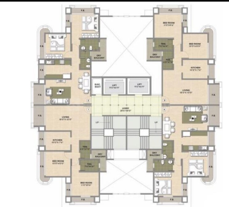 Floor Plan, shree-tirupati-stg-signature-residency 2 Bedroom 610 Sq.Ft. Apartment In Ghodbunder Road Thane 7790758