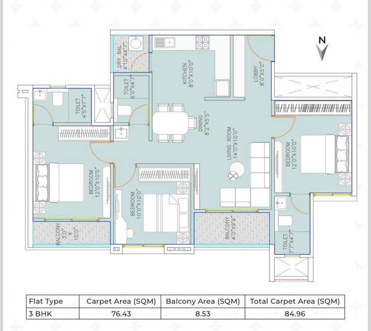 Floor Plan, 24life-bliss 3 Bedroom 915 Sq.Ft. Apartment In Moshi Pune 7790901