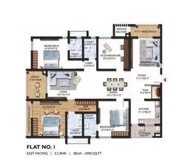 Floor Plan in 4 BHK Apartment at Sumadhura The Olympus, Nanakramguda – for Sale