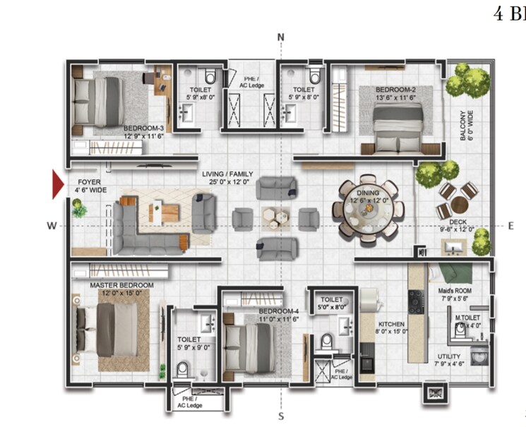 Floor Plan, prestige-beverly-hills 4 Bedroom 2708 Sq.Ft. Apartment In Kokapet Hyderabad 7791984