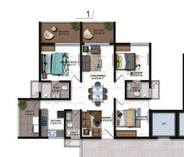 Floor Plan in 3 BHK Apartment at Candeur Crescent, Serilingampally – for Sale