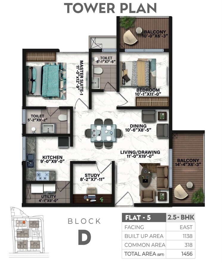 Floor Plan, candeur-crescent 2.5 Bedroom 1456 Sq.Ft. Apartment In Serilingampally Hyderabad 7793097