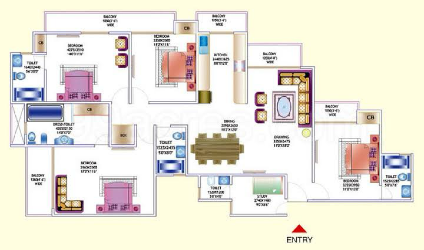 4 BHK + Servant Room Apartment For Sale in Amrapali Zodiac