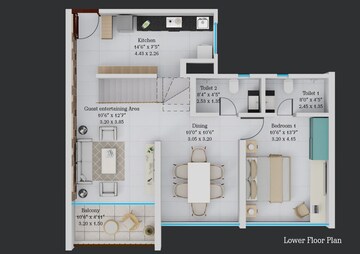 Floor Plan in 4 BHK Apartment at Kumar Parth Towers, Baner – for Sale