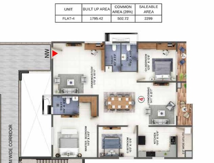 Floor Plan, candeur-lakescape 3.5 Bedroom 2299 Sq.Ft. Apartment In Kondapur Hyderabad 7795316
