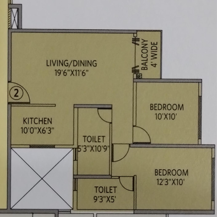 Floor Plan, subha-shree 2 Bedroom 1250 Sq.Ft. Apartment In Rajarhat New Town Kolkata 7797521