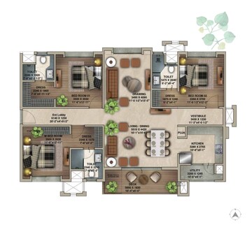 Floor Plan in 3 BHK Apartment at Koncept Ambience The Botanika Empress, Gachibowli – for Sale