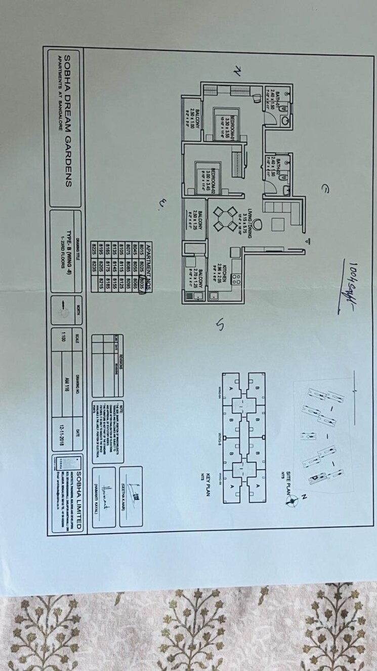 Floor Plan, sobha-dream-gardens 2 Bedroom 1004 Sq.Ft. Apartment In Thanisandra Main Road Bangalore 7804514