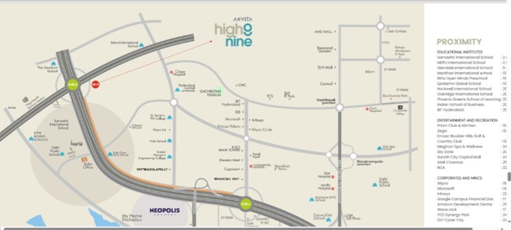 Map Location, anvita-high-9 3 Bedroom 1695 Sq.Ft. Apartment In Kollur Hyderabad 7806011