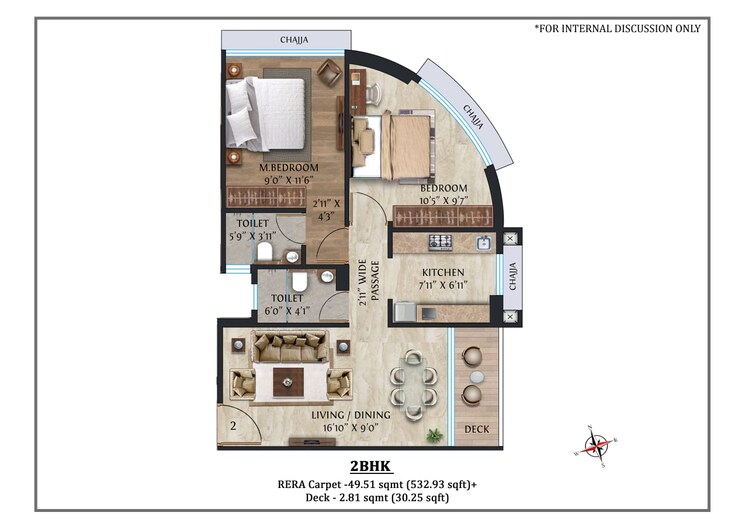 Floor Plan, anj-ananda-anushasan-chs 2 Bedroom 563 Sq.Ft. Apartment In Mahim Mumbai 7575094