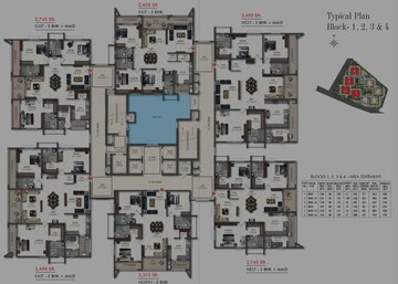 Floor Plan in 3 BHK Apartment at Western Springs, Puppalaguda – for Sale