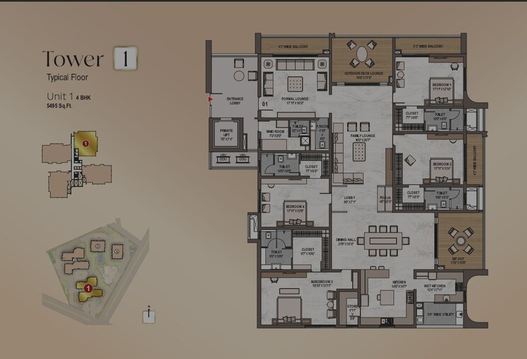 Floor Plan, western-marina 4 Bedroom 5751 Sq.Ft. Apartment In Puppalaguda Hyderabad 7809678