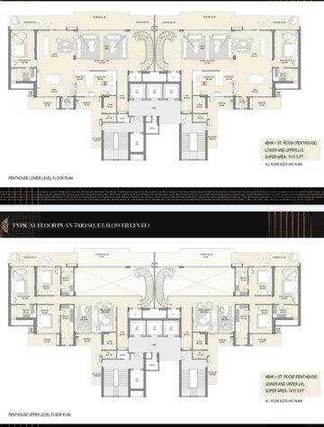 Floor Plan in 4 BHK Penthouse at M3M The Cullinan, Sector 94 – for Sale