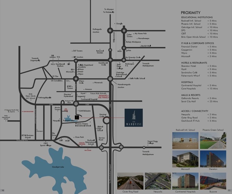 Map Location, sri-the-marquise 4 Bedroom 5185 Sq.Ft. Apartment In Kokapet Hyderabad 7810070