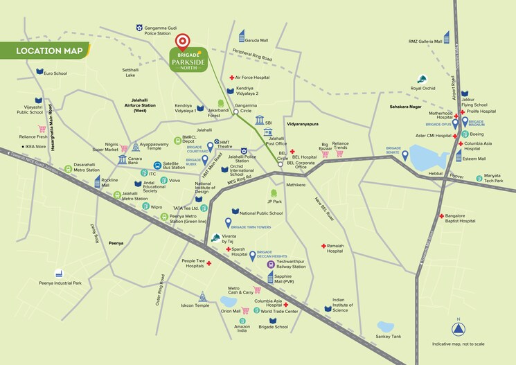 Map Location, brigade-parkside-north 2 Bedroom 1268 Sq.Ft. Apartment In Jalahalli Bangalore 7810948