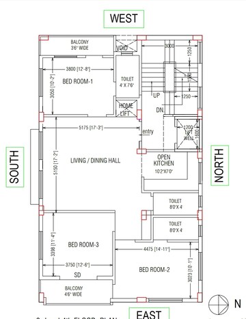 Floor Plan in 3 BHK Apartment at New Town – for Sale