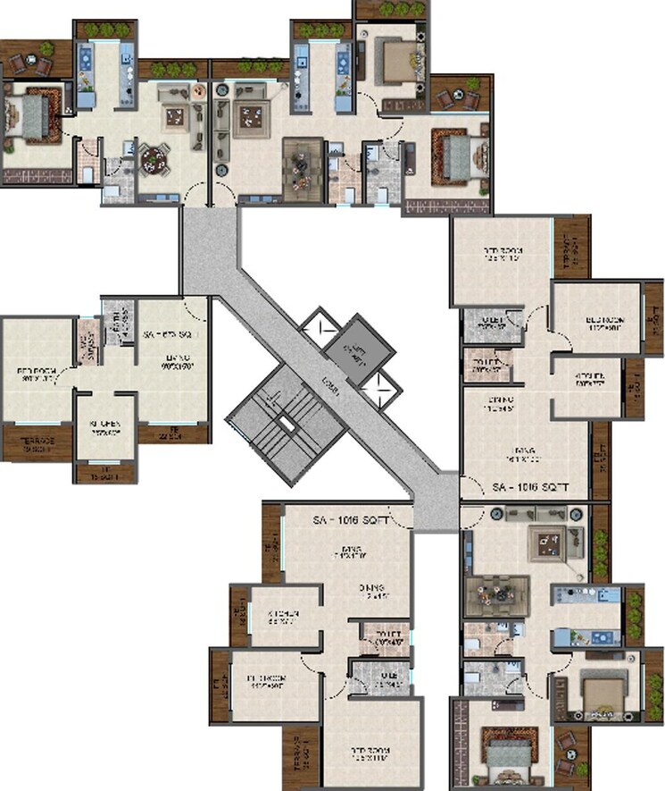 Floor Plan, shubham-jijai-complex 2 Bedroom 1184 Sq.Ft. Apartment In Taloja Navi Mumbai 7811686