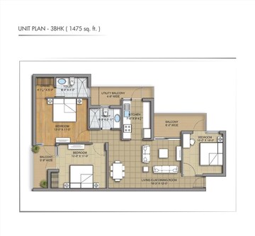 Floor Plan in 3 BHK Apartment at Sushma Grande Nxt, Lohgarh – for Sale