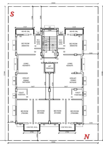 Floor Plan in 3 BHK Apartment at New Town – for Sale