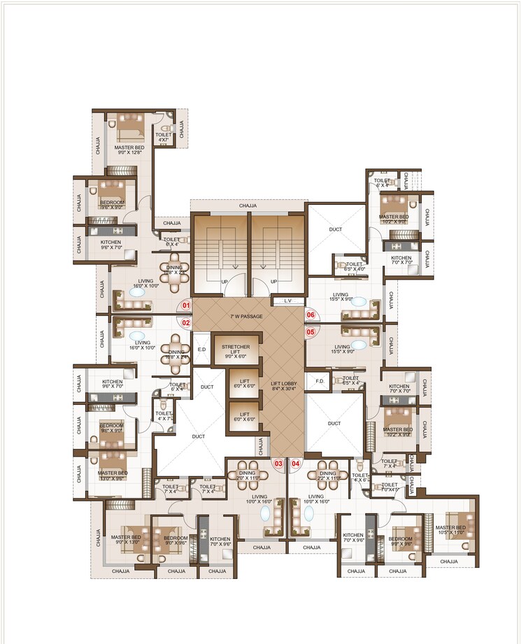 Floor Plan, kharghar 1 Bedroom 701 Sq.Ft. Apartment In Kharghar Navi Mumbai 7816411