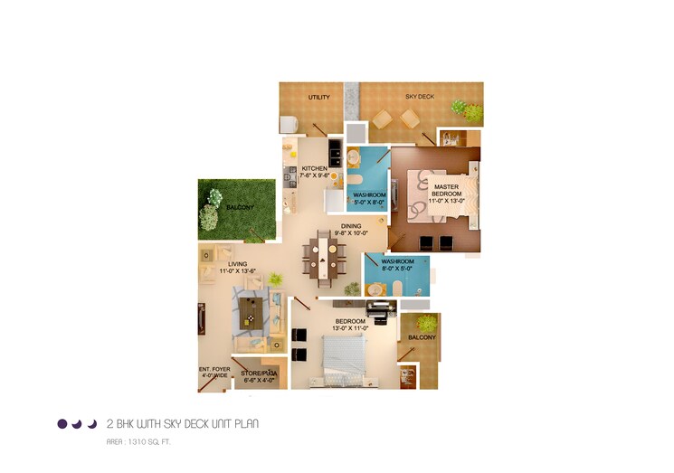 Floor Plan, sushma-crescent 2 Bedroom 1310 Sq.Ft. Apartment In Dhakoli Zirakpur 7817046