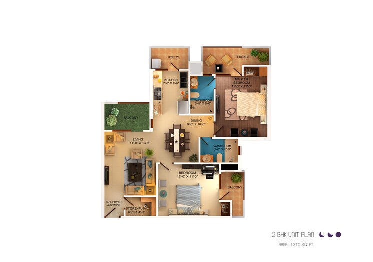 Floor Plan, sushma-crescent 2 Bedroom 1310 Sq.Ft. Apartment In Dhakoli Zirakpur 7817046