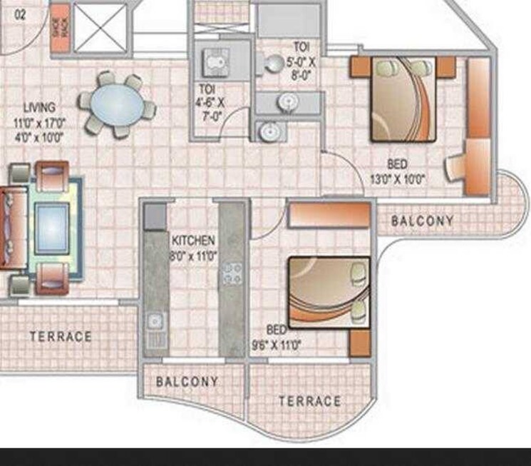 Floor Plan, paradise-sai-pearls 3 Bedroom 1600 Sq.Ft. Apartment In Kharghar Navi Mumbai 7817346