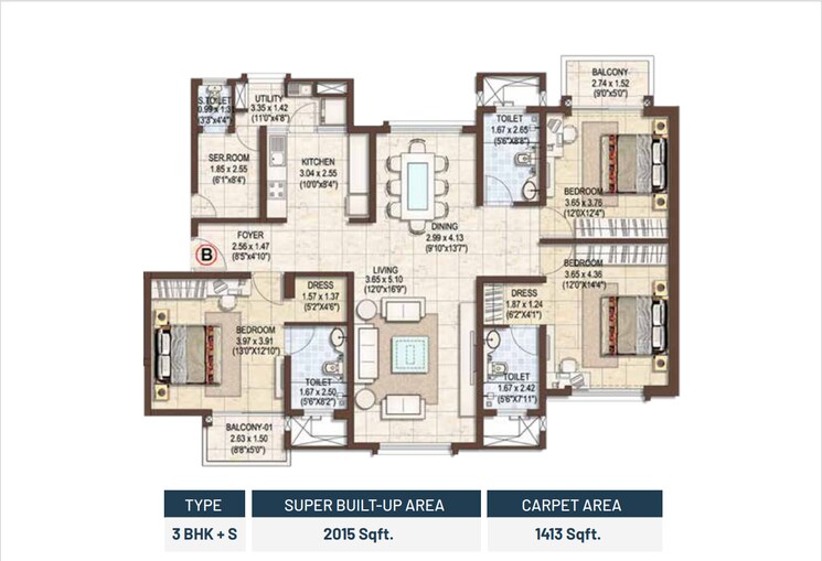 Floor Plan, pashmina-waterfront 2.5 Bedroom 1676 Sq.Ft. Apartment In Old Madras Road Bangalore 7817355