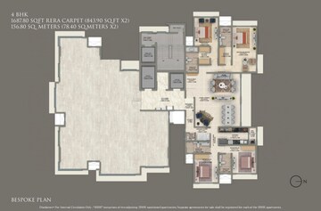 Floor Plan in 4 BHK Apartment at Kolte Patil K52, Khar West – for Sale