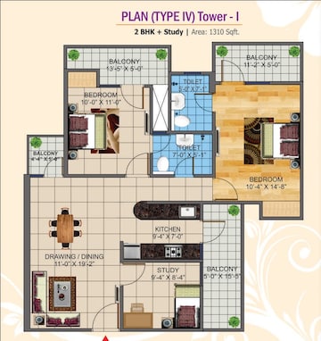 2.5 BHK Apartment For Resale in KW Srishti Raj Nagar Extension Ghaziabad  7818406