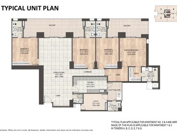 Floor Plan in 4 BHK Apartment at DLF Privana South, Sector 76 – for Sale