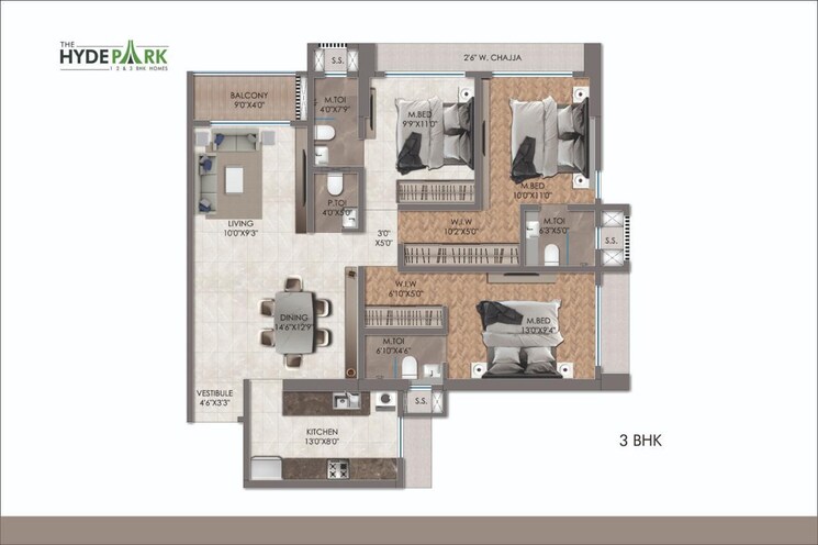 Floor Plan, aristone-the-hyde-park 1 Bedroom 465 Sq.Ft. Apartment In Mira Road Thane 7819047