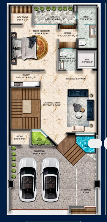Floor Plan in 5 BHK Independent House at New Sanganer Road – for Sale