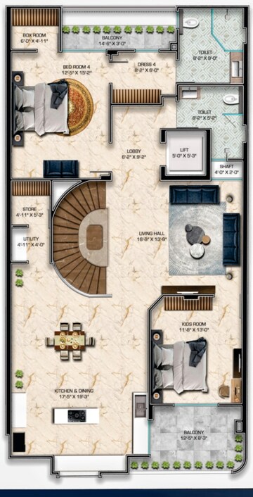 Floor Plan in 5 BHK Independent House at Mansarovar – for Sale