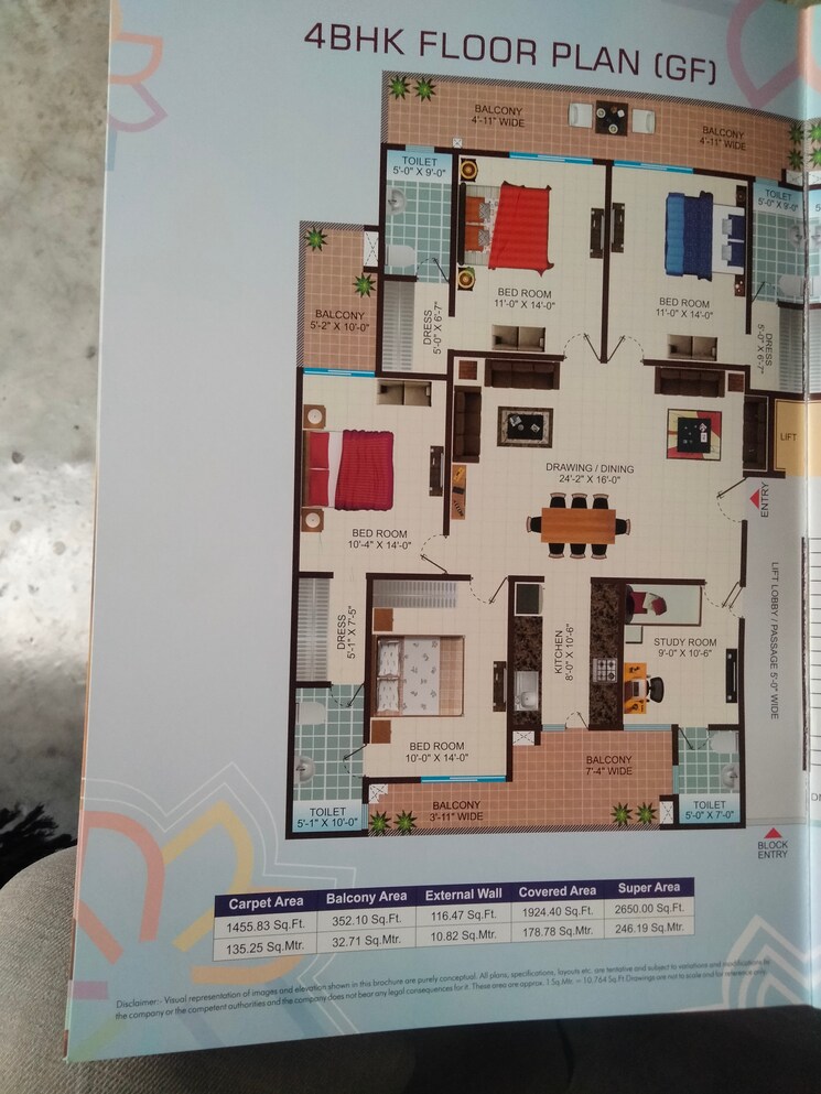 Floor Plan, uninav-utopia 3 Bedroom 2125 Sq.Ft. Apartment In Morti Ghaziabad 7820726
