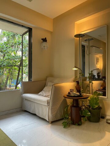Living Room in 1 BHK Apartment at Juhu – for Rent