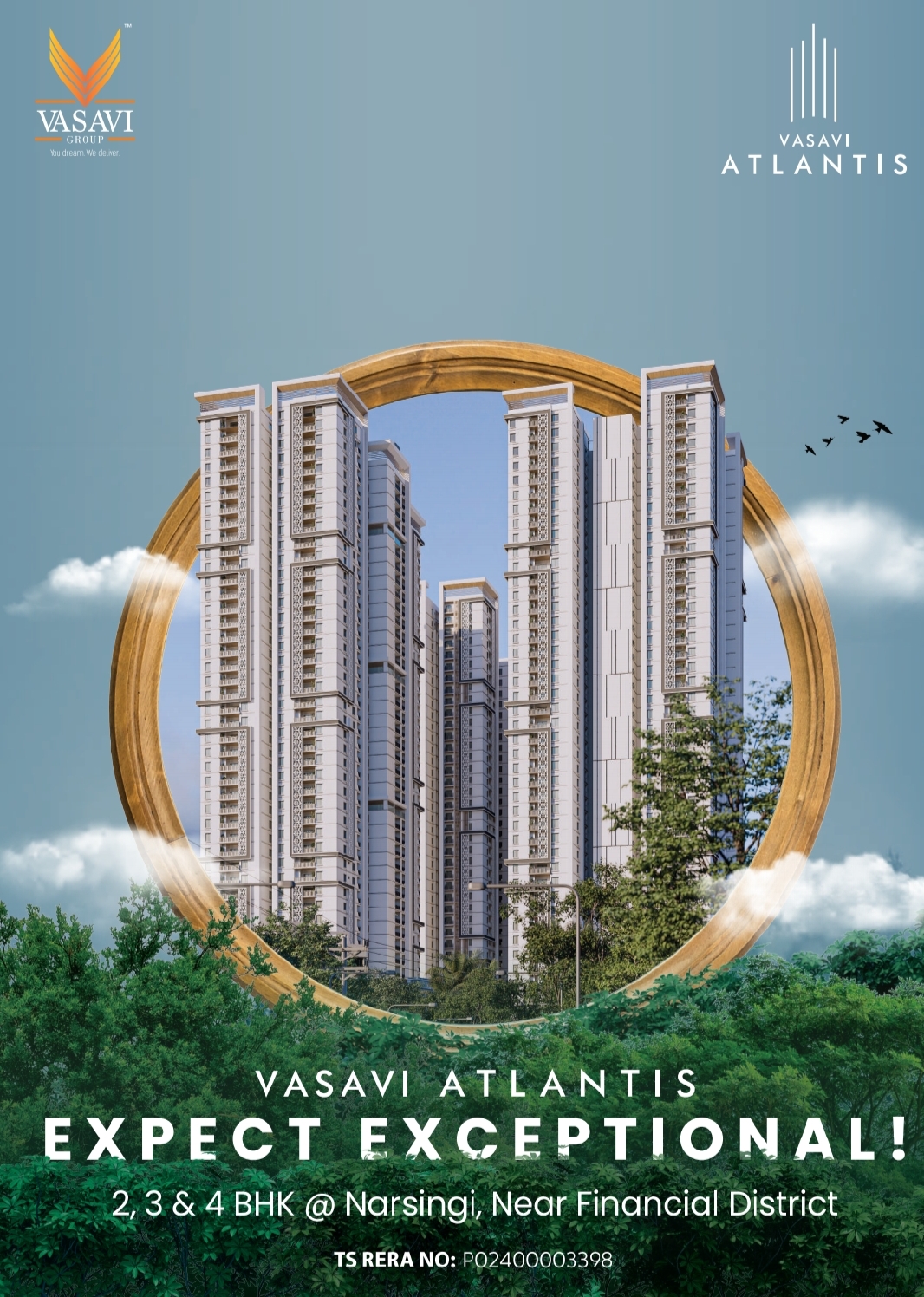 3 BHK + Pooja Room Apartment For Sale in Vasavi Atlantis