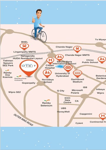 2 BHK Apartment – Map Location View at Ramky One Orbit, Nallagandla - for Sale