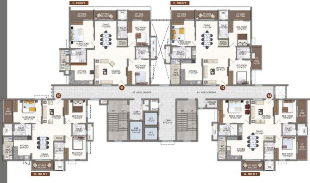 3 BHK + Pooja Room 1510 Sq.Ft. Apartment in RNP 1