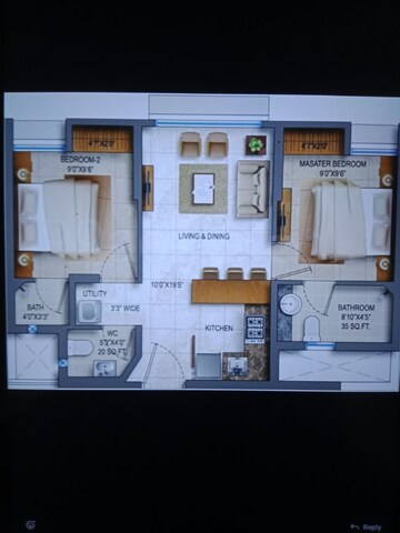 Floor Plan in 1 BHK Apartment at Lodha Crown Kolshet, Kolshet Road – for Sale