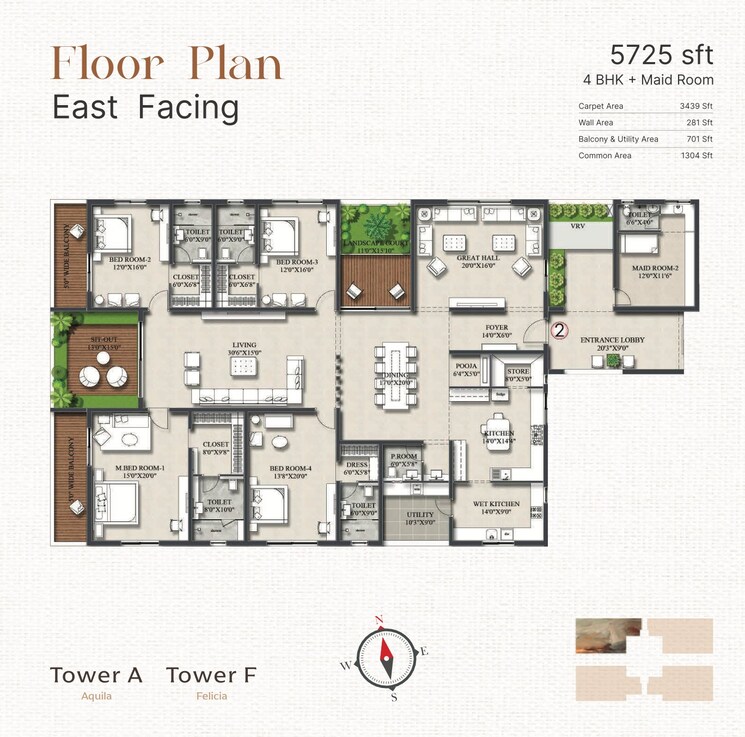 Floor Plan, rajapushpa-infina 4 Bedroom 5725 Sq.Ft. Apartment In Manchirevula Hyderabad 7832551